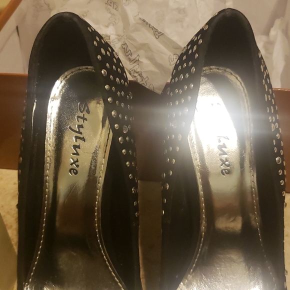 Black Silver Studded Heals - Picture 7 of 8
